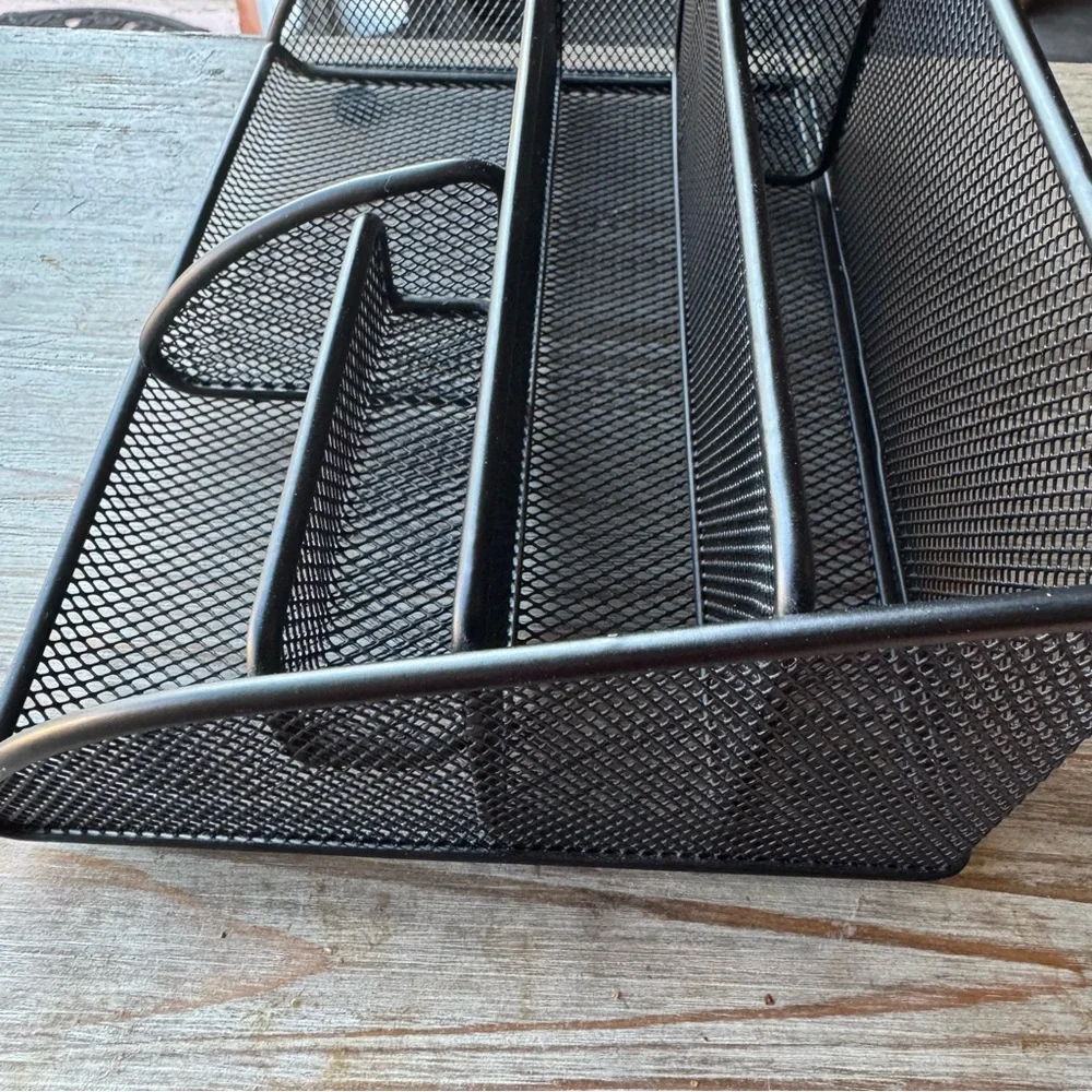 Sleek Black Mesh Makeup Organizer